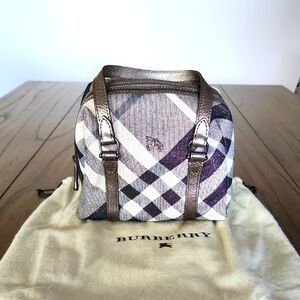 Burberry Classic Plaid Metallic Silver Handbag
